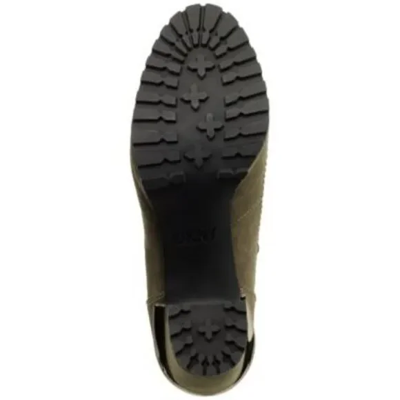 DKNY Womens Green Lug Sole Padded Lenni Round Toe Block Heel Lace-Up Boots 5 M